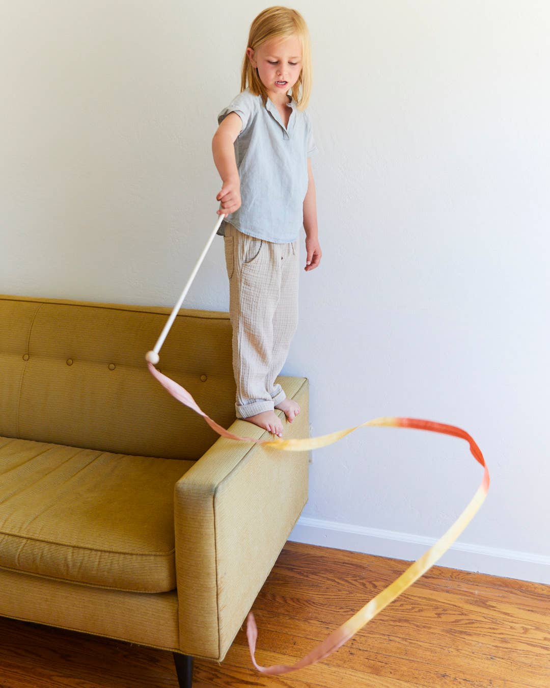 Sarahs Silk Boho Rainbow Silk &amp; Wood Streamer - Wand for Pretend Play - - MamaMilla