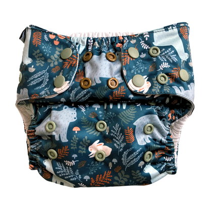 The Swedish Forest | Pocket Diaper | Slim 3-15kg: Humleblomster grön / No inserts - - MamaMilla