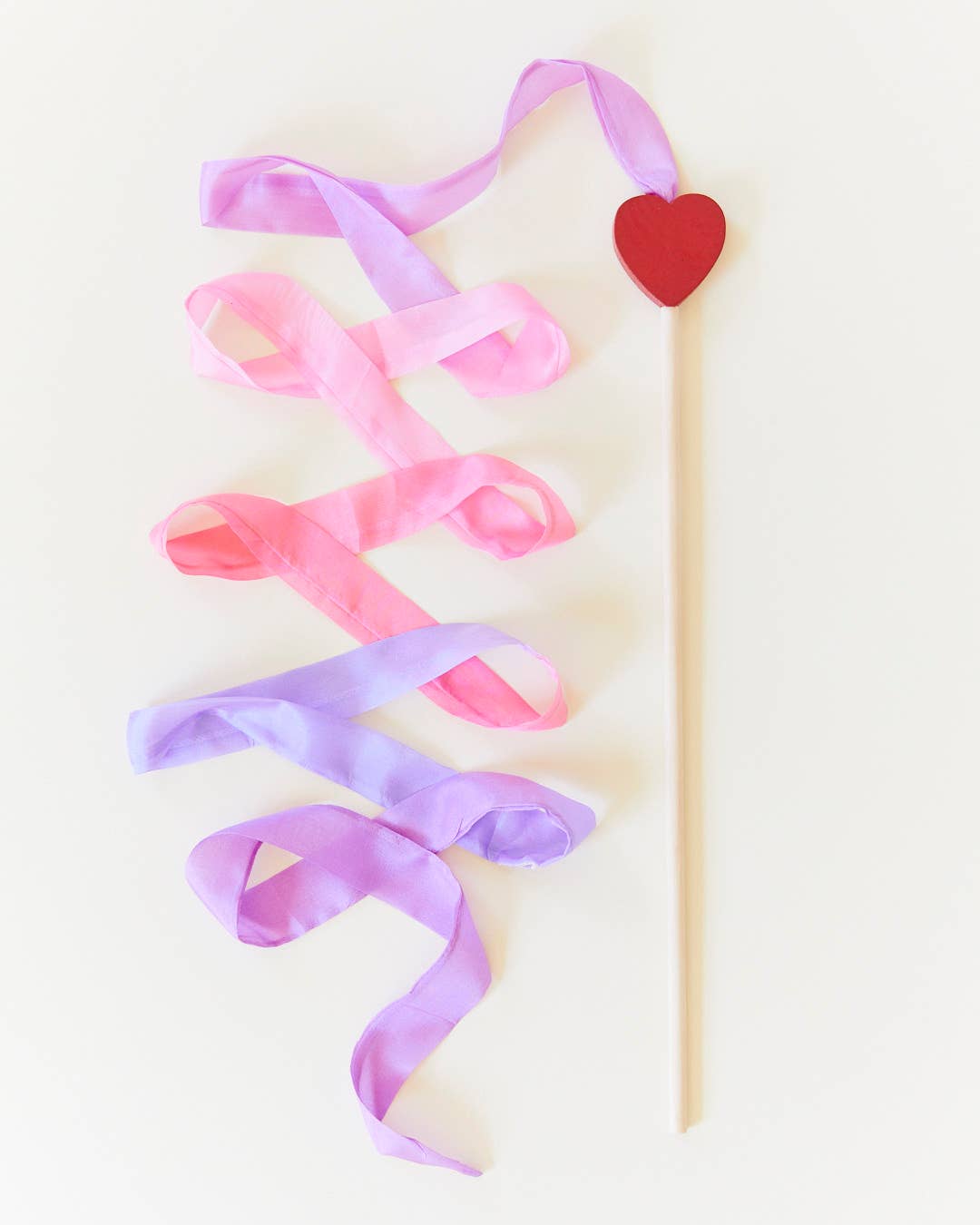 Sarahs Silk Pink &amp; Purple Silk &amp; Wood Streamer - Wand for Pretend Play - - MamaMilla