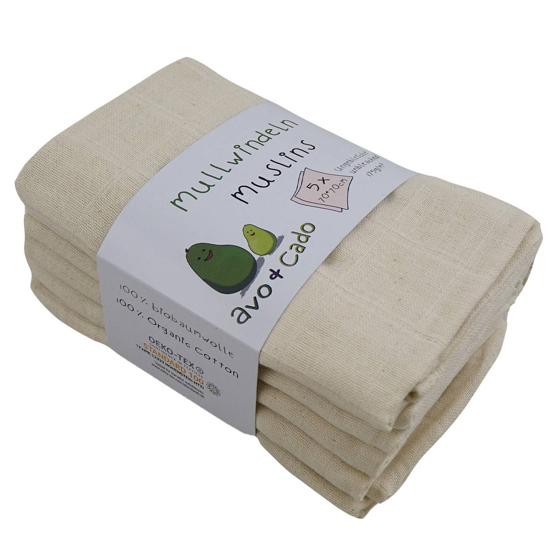 avo+cado Muslin Nappies 70 x 70 cm - 5 pcs - - MamaMilla