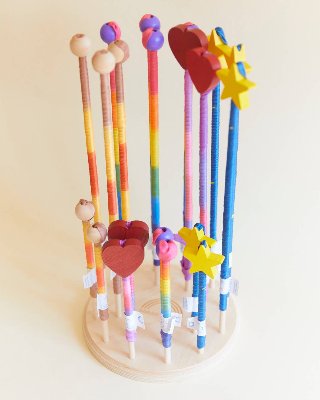 Sarahs Silk Rainbow Silk &amp; Wood Streamer - Wand for Pretend Play - - MamaMilla