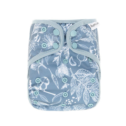 avo+cado One Size Explorer Luierhoes - Wildpflanzen, Naturküche, Knospen, Giersch, Zand, Pampasgras, Moss, Mauve, Blätter, Kräuter, Grijs, Pusteblume - - MamaMilla