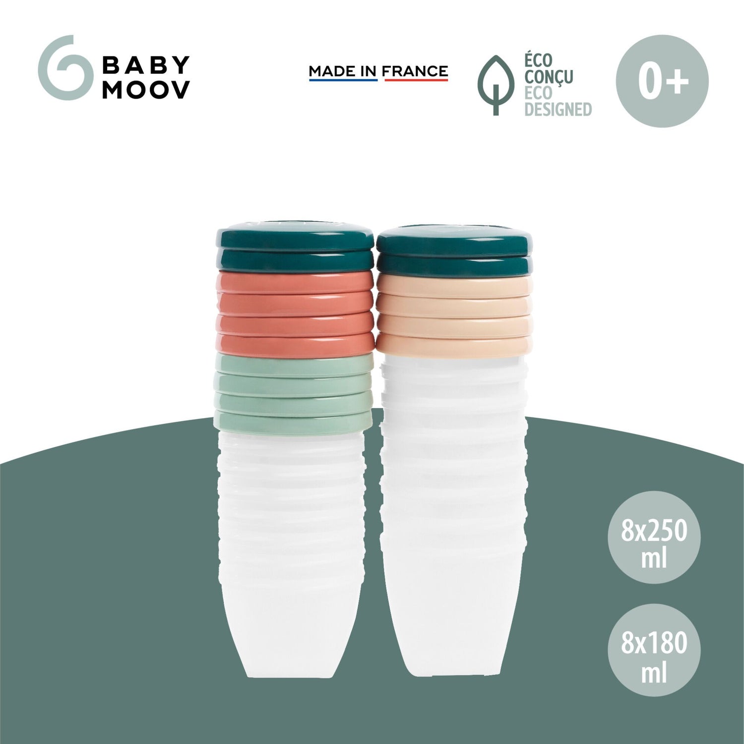 Babymoov Madbøtter (ECO) - 8x250ml + 8x180ml - Madbøtter - MamaMilla