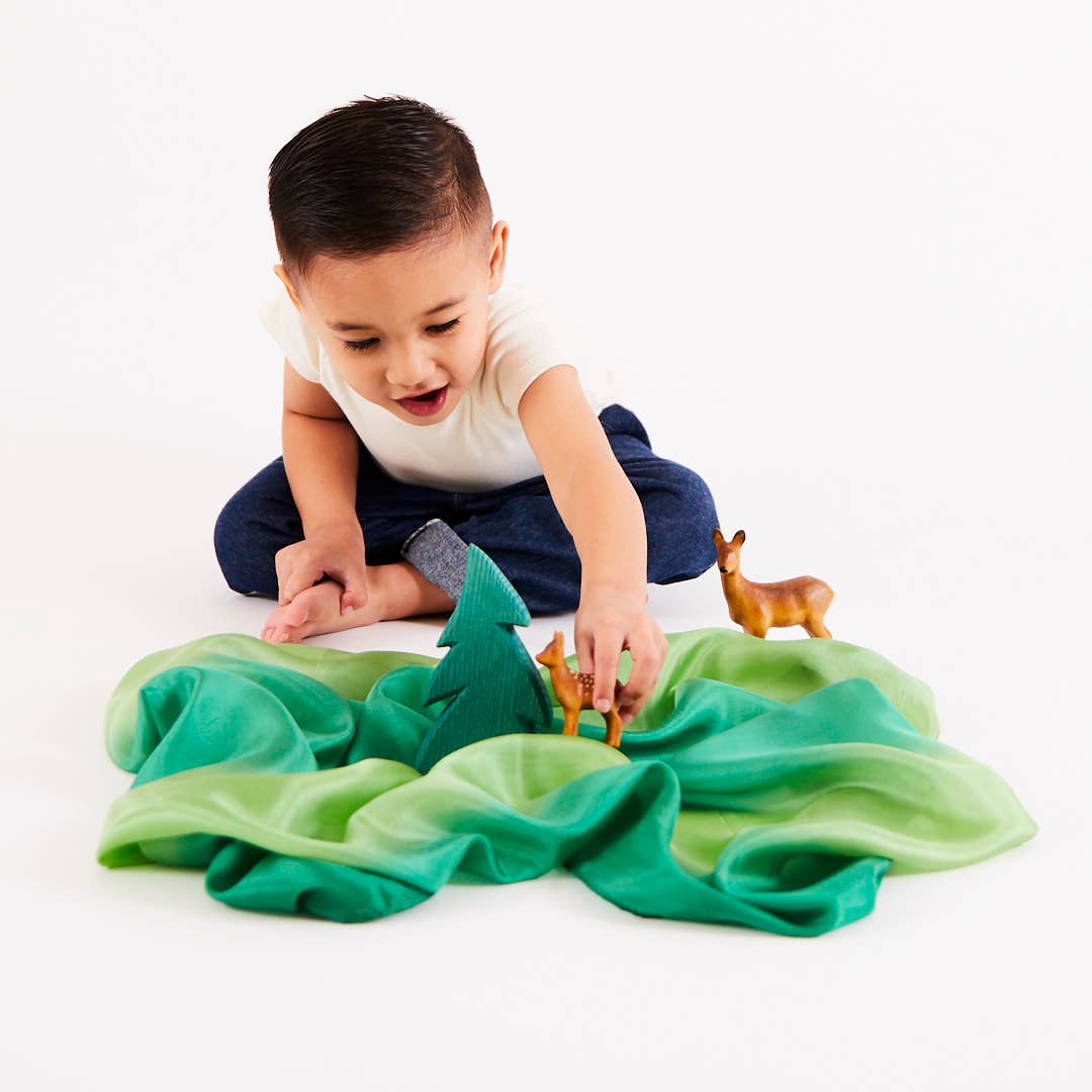 Sarahs Silk Earth Playsilks - Open-Ended 100% Silk, Natural Waldorf Toys: Forest - - MamaMilla