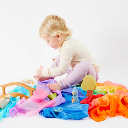 Sarahs Silk Mini Enchanted Playsilks - 100% Silk Natural, Waldorf Toys: Starry Night - - MamaMilla