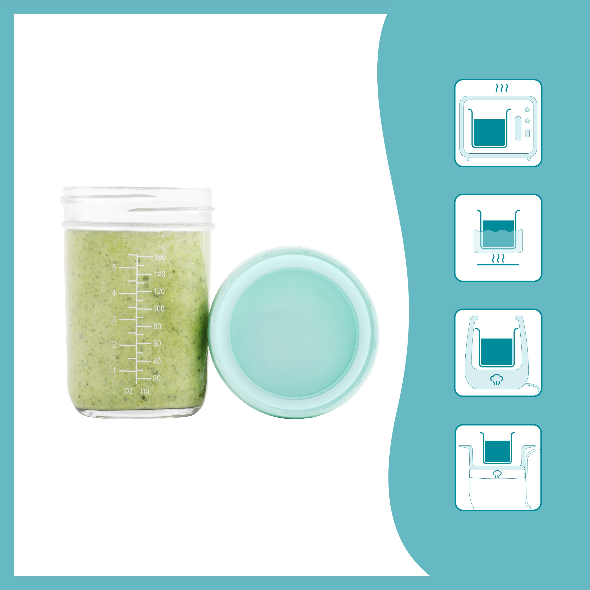 Babymoov glasbøtter (4 stk) - 240ml - Grød - MamaMilla